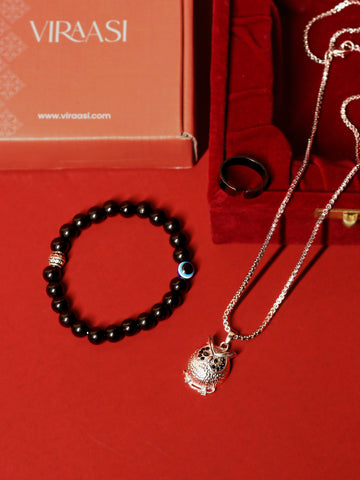 Owl Pedant with Bracelet and Ring Mens Combo