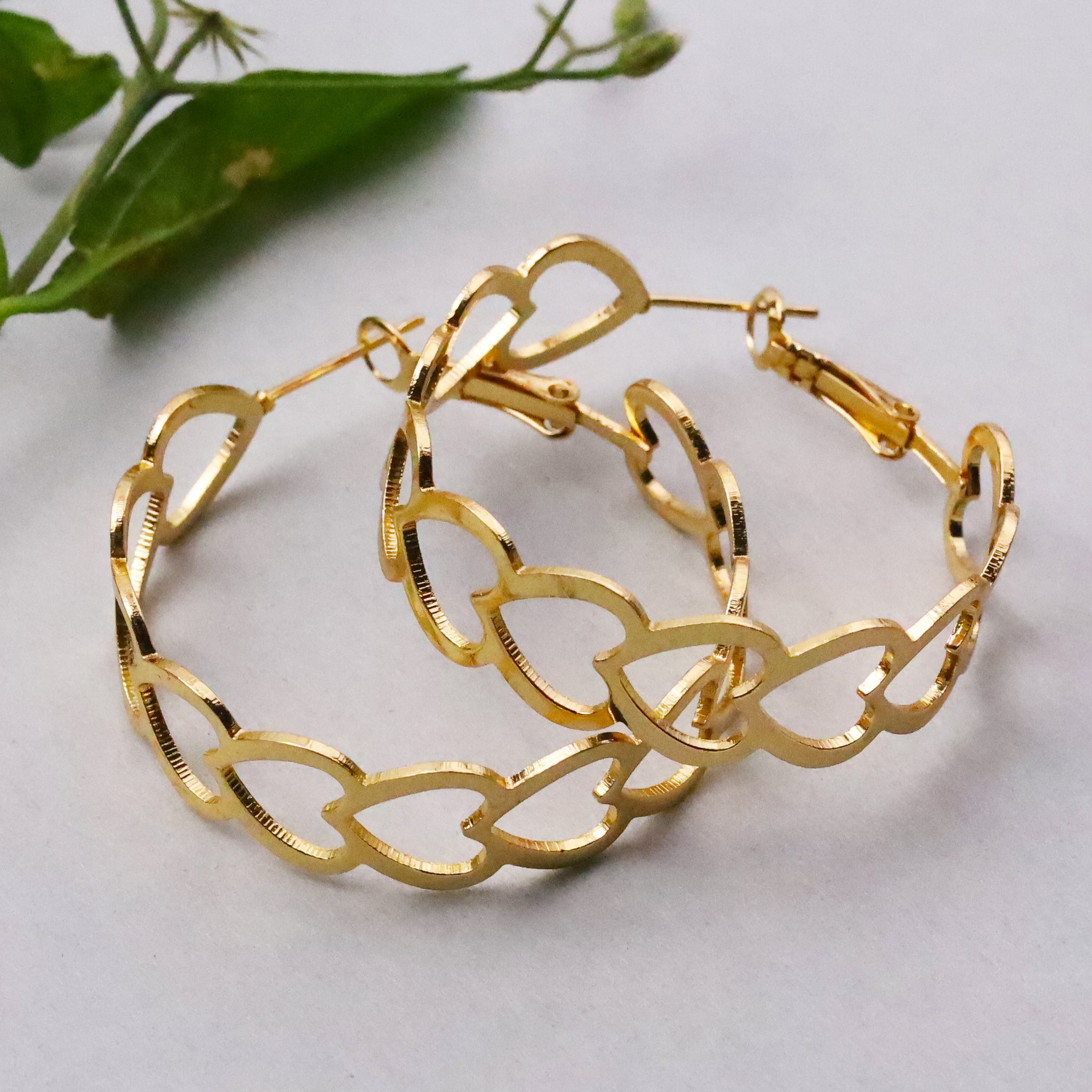 Gold plated Heart Shape Hoop Earring