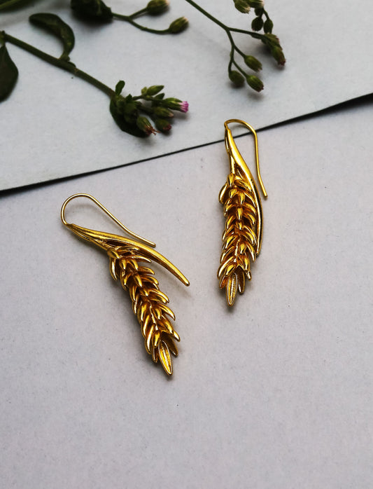 Gold Plated Leaf Dangler Earring