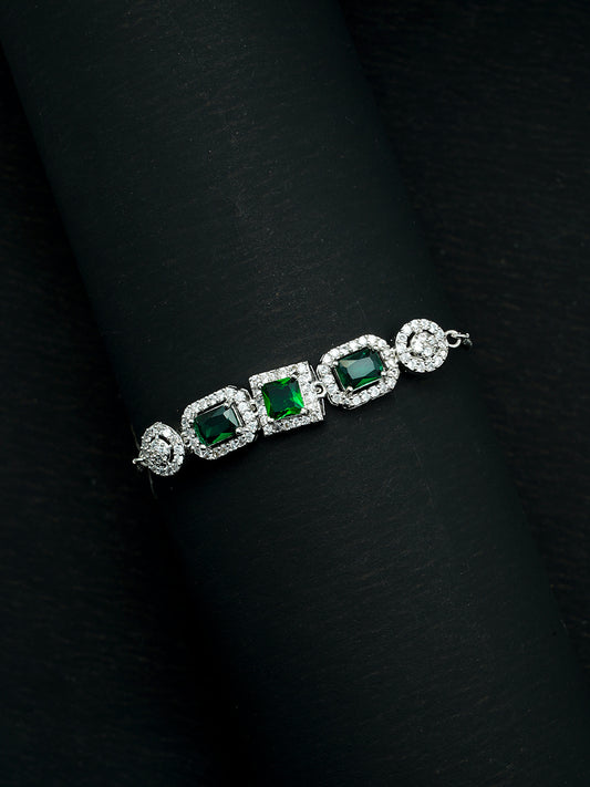 Green American Diamond Adjustable Bracelet