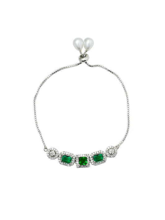 Green American Diamond Adjustable Bracelet