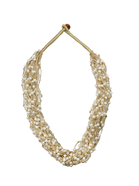 White Pearl Thread Necklace