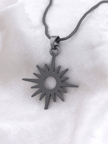 Celestial Starburst Compass Pendant Necklace for Men