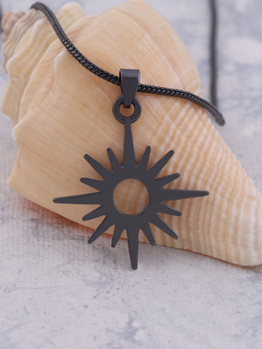 Celestial Starburst Compass Pendant Necklace for Men
