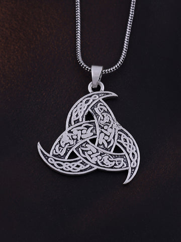 Mythic Trident and Ocean Waves Medallion Necklace