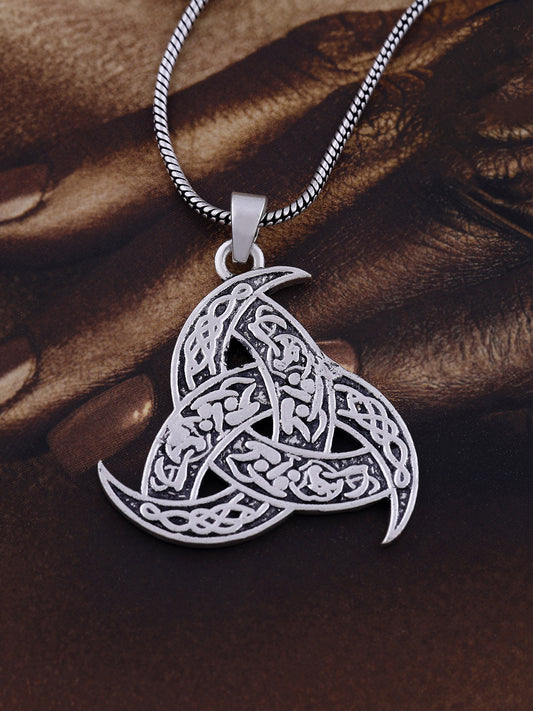 Mythic Trident and Ocean Waves Medallion Necklace