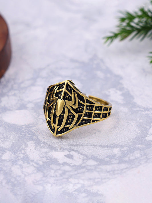 Men's Superhero Comic Inspired Gold and Black Ring
