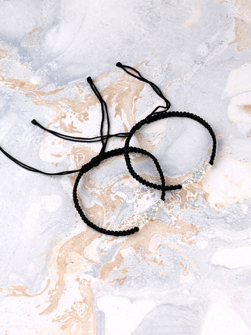 Matching Black Macrame Flower Anklet Set