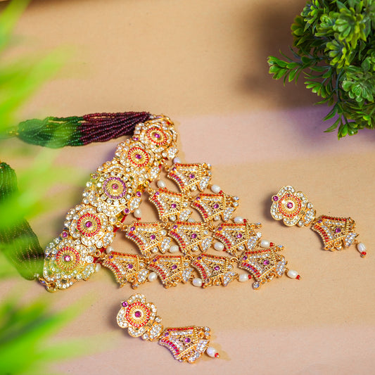 Gold Plated Rajwadi Jewellery Set