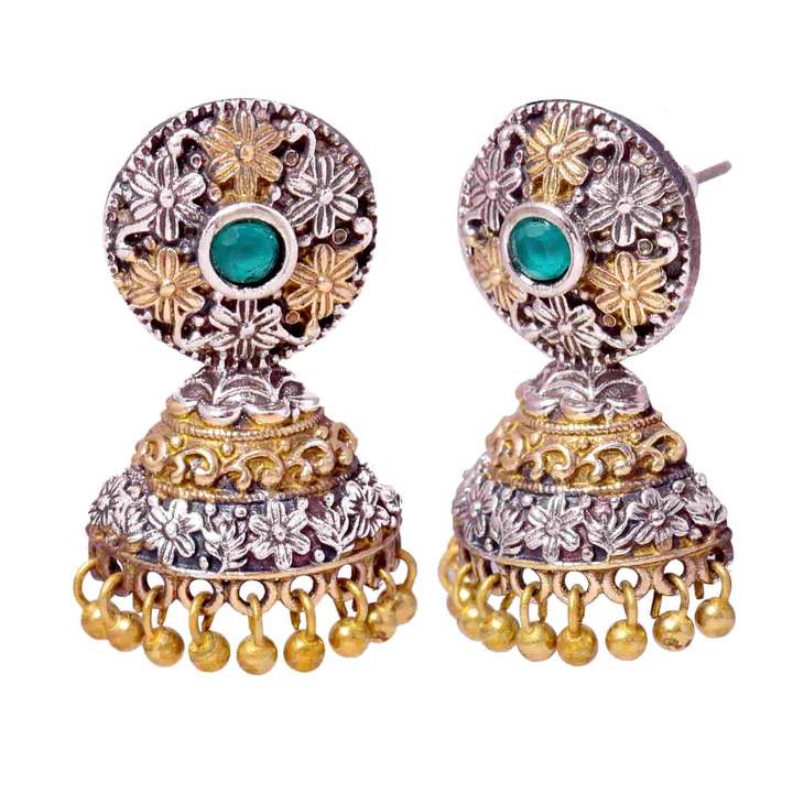 gold-and-silver-plated-small-jhumki-earrings-viraasi