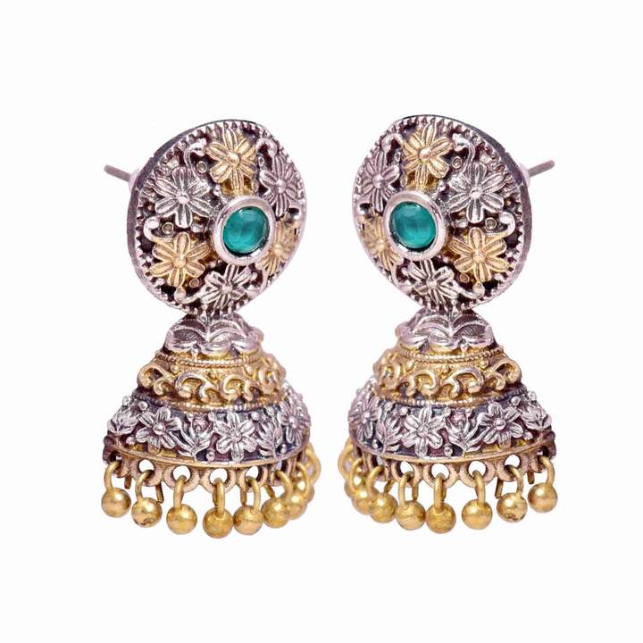 gold-and-silver-plated-small-jhumki-earrings-viraasi