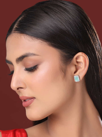Turquoise Square Diamond Earrings