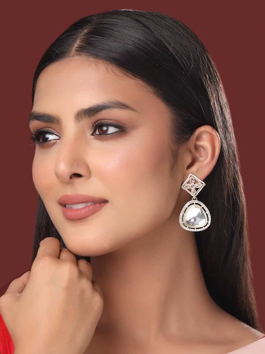 Kundan Studded Dangle Earrings For Women