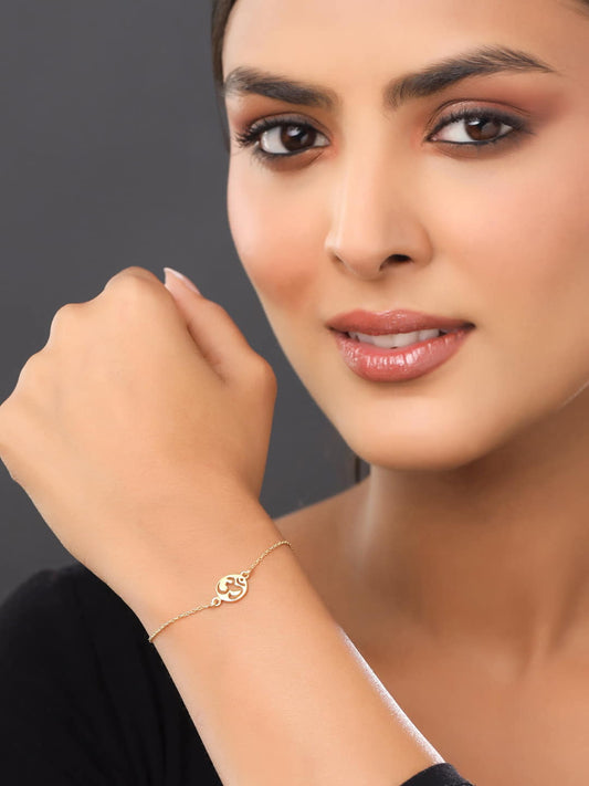 925 Sterling Silver Gold-Plated OM Shape Bracelet