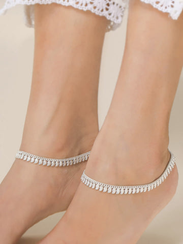 Traditional Silver Plated Anklet For Women