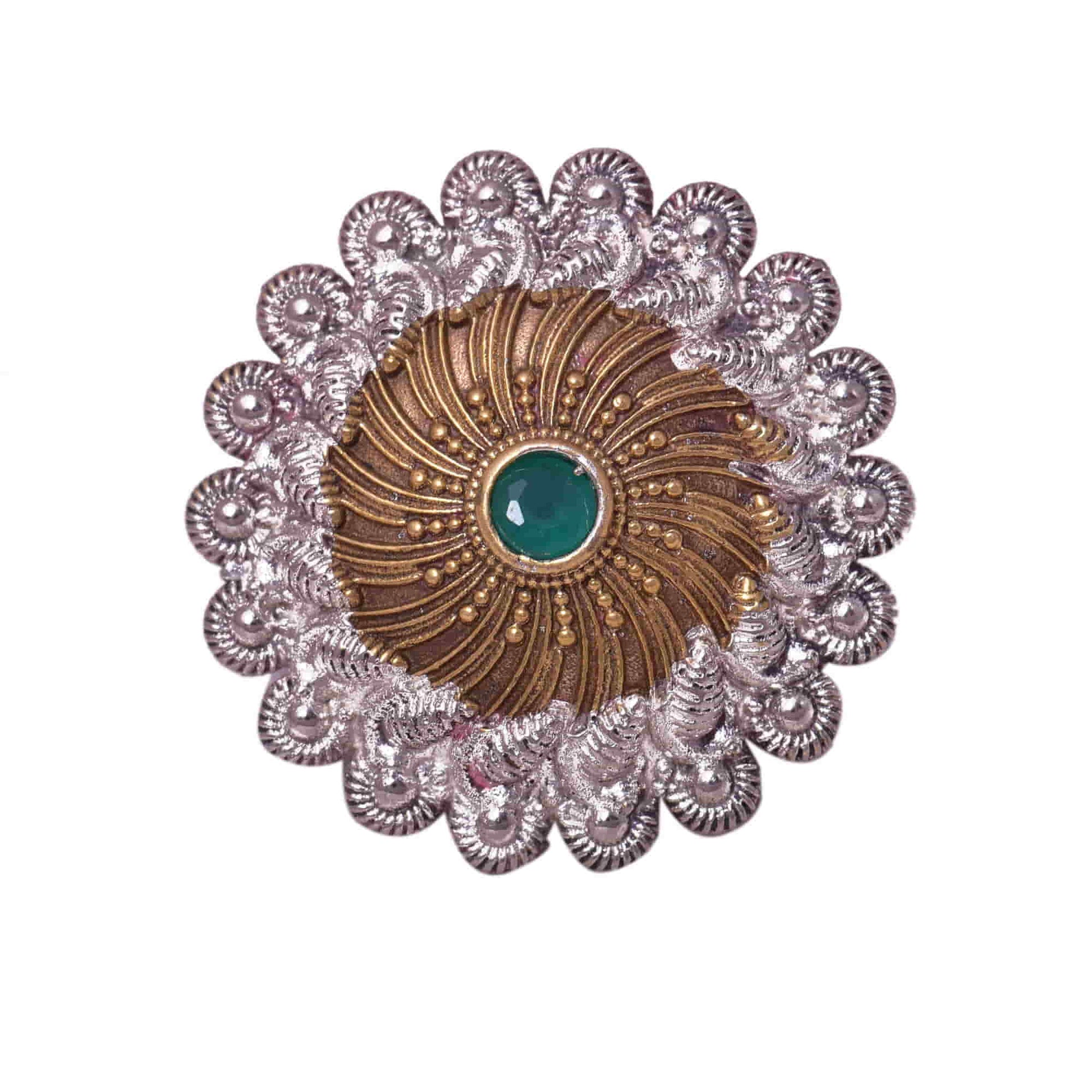 gold-and-silver-plated-small-adjustable-ring-green-viraasi