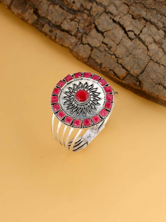 Sun Shape Adjustable Oxidized Kada Bangle