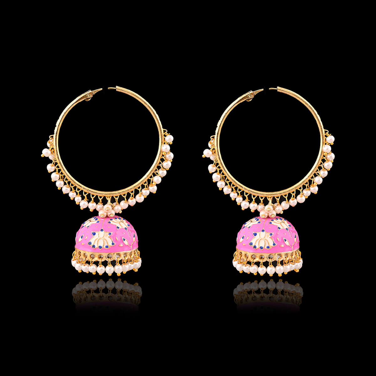 lotus-hoop-meenakari-jhumka-earring-pink-viraasi