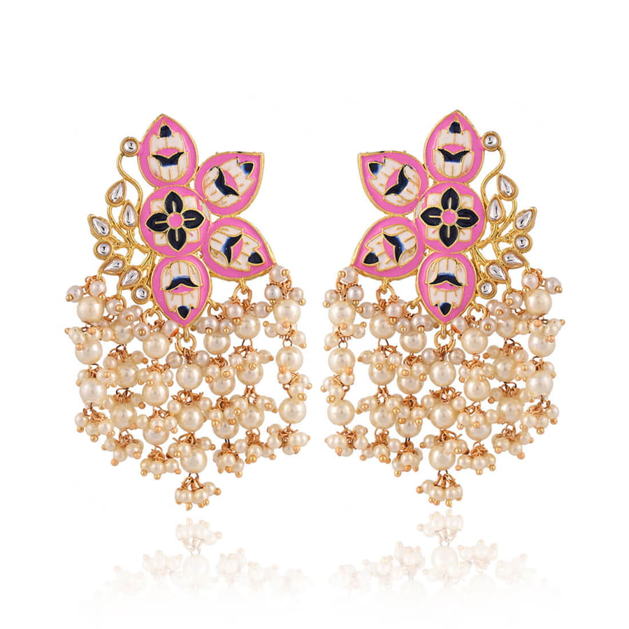 contemporary-jhumka-earrings-with-pearls-pink-viraasi