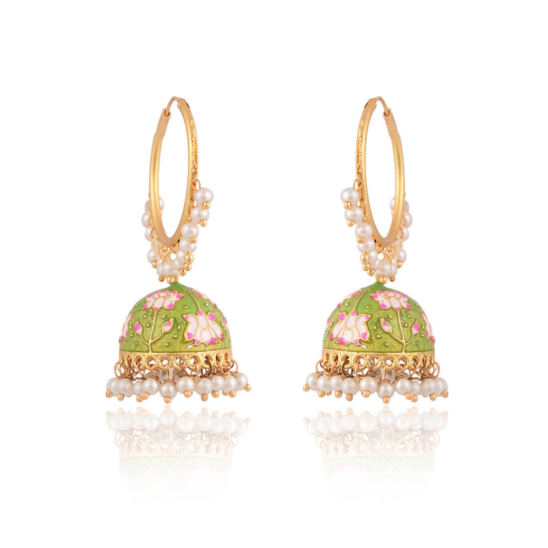 lotus-hoop-meenakari-jhumka-earring-green-viraasi