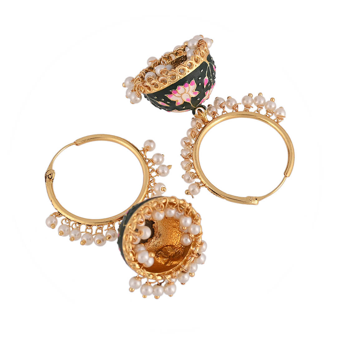 lotus-hoop-meenakari-jhumka-earring-dark-green-viraasi