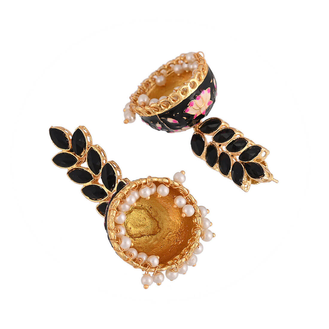 enamel-fusion-floral-jhumka-earring-black-viraasi