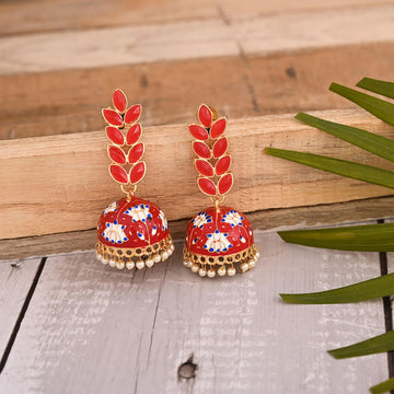 enamel-fusion-floral-jhumka-earring-red-viraasi