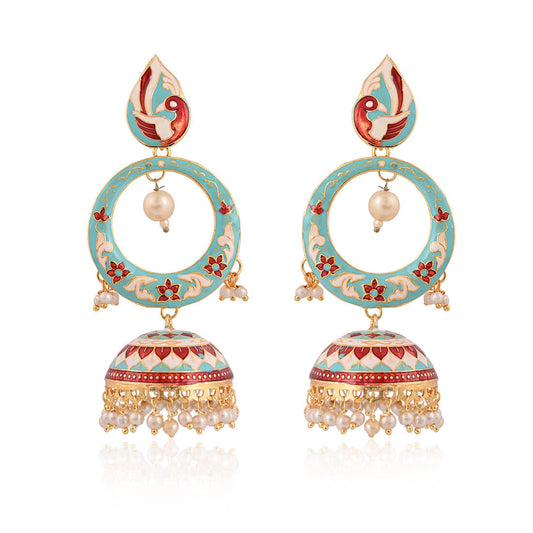 peacock-shape-meenakari-earrings-skyblue-viraasi