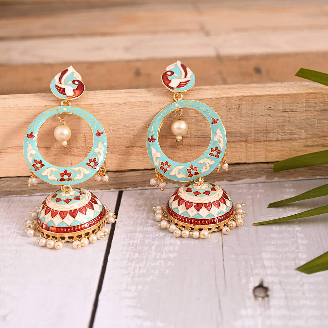 peacock-shape-meenakari-earrings-skyblue-viraasi