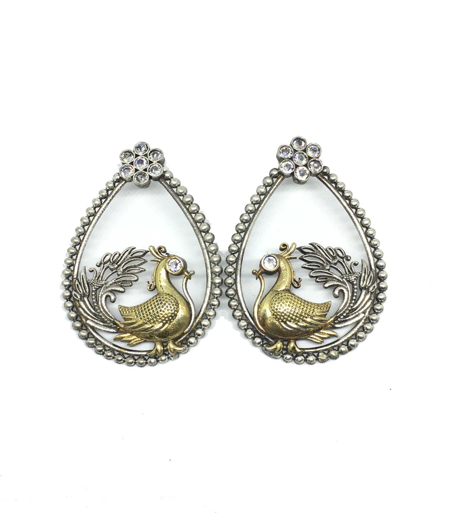 dual-tone-peacock-shape-dangle-earring-white-viraasi
