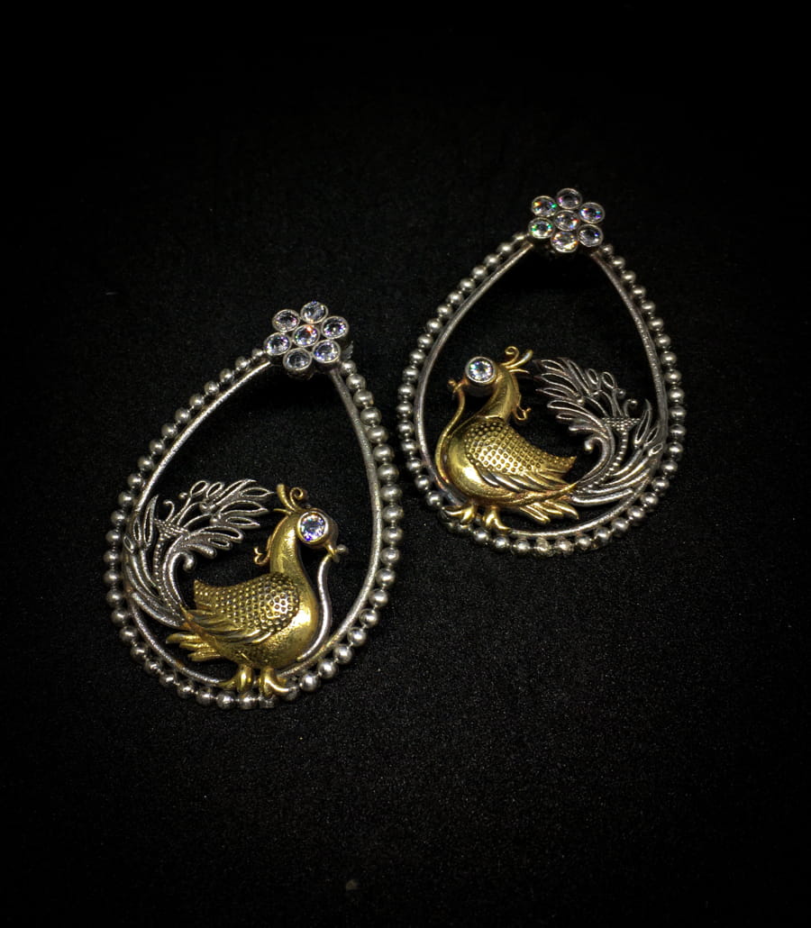 dual-tone-peacock-shape-dangle-earring-white-viraasi