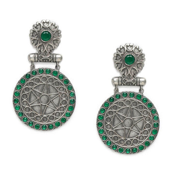 circle-shape-oxidized-earrings-green-stone-viraasi