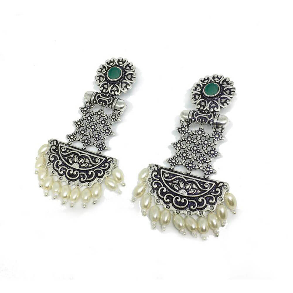 geometric-dual-tone-earrings-green-viraasi