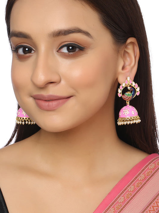 Peacock Shape Meenakari Earrings for Women