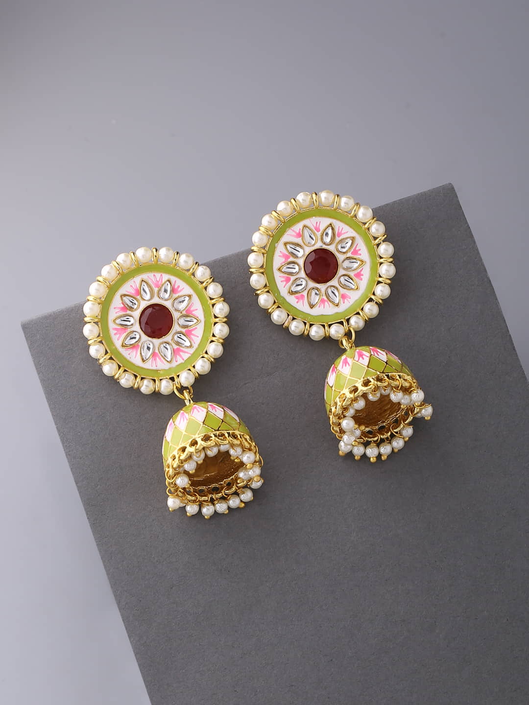 round-shape-meenakari-earrings-for-women-green-viraasi