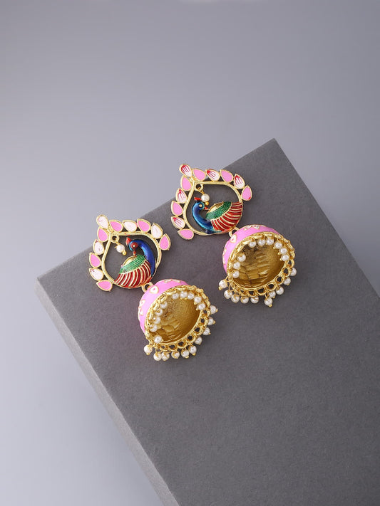 Peacock Shape Meenakari Earrings for Women