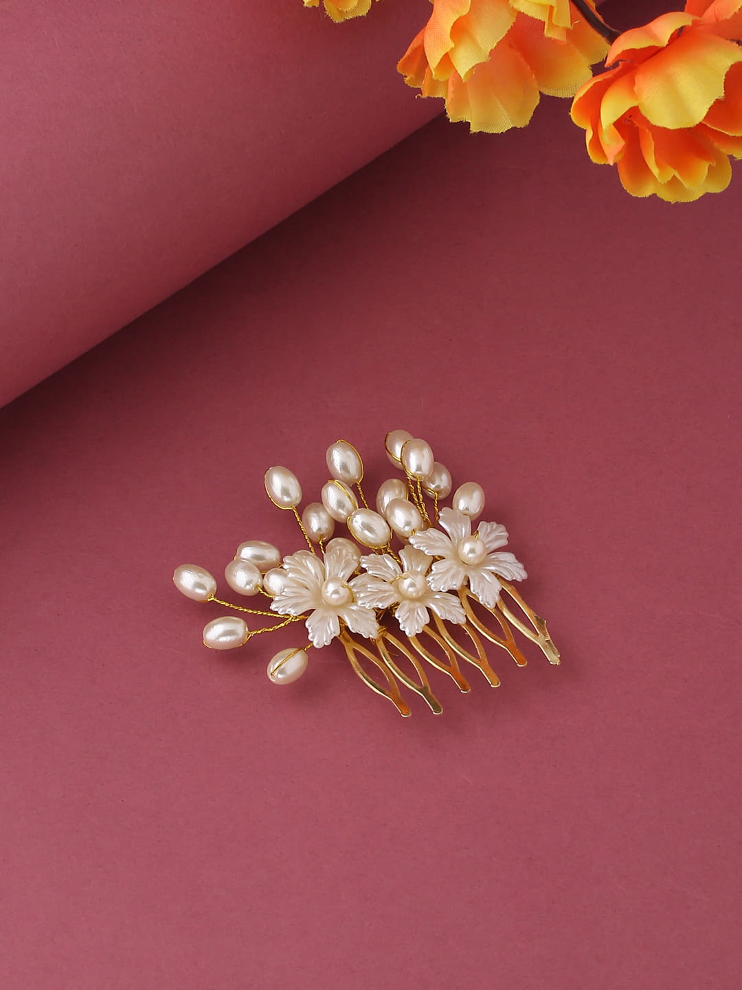 White Flower Hair Pin for Women