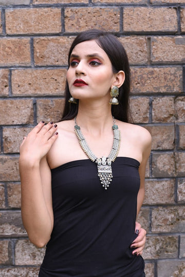 dual-tone-peacock-shape-necklace-set-green-viraasi