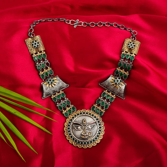 dual-tone-sun-shape-necklace-viraasi