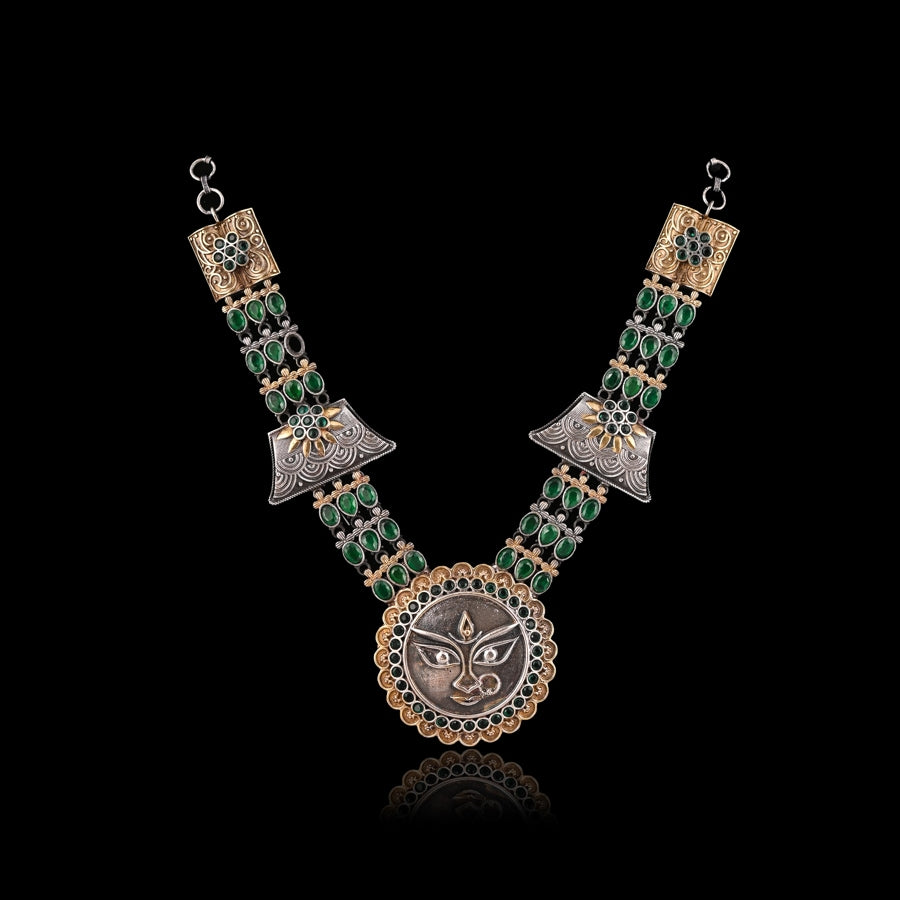 dual-tone-sun-shape-necklace-viraasi