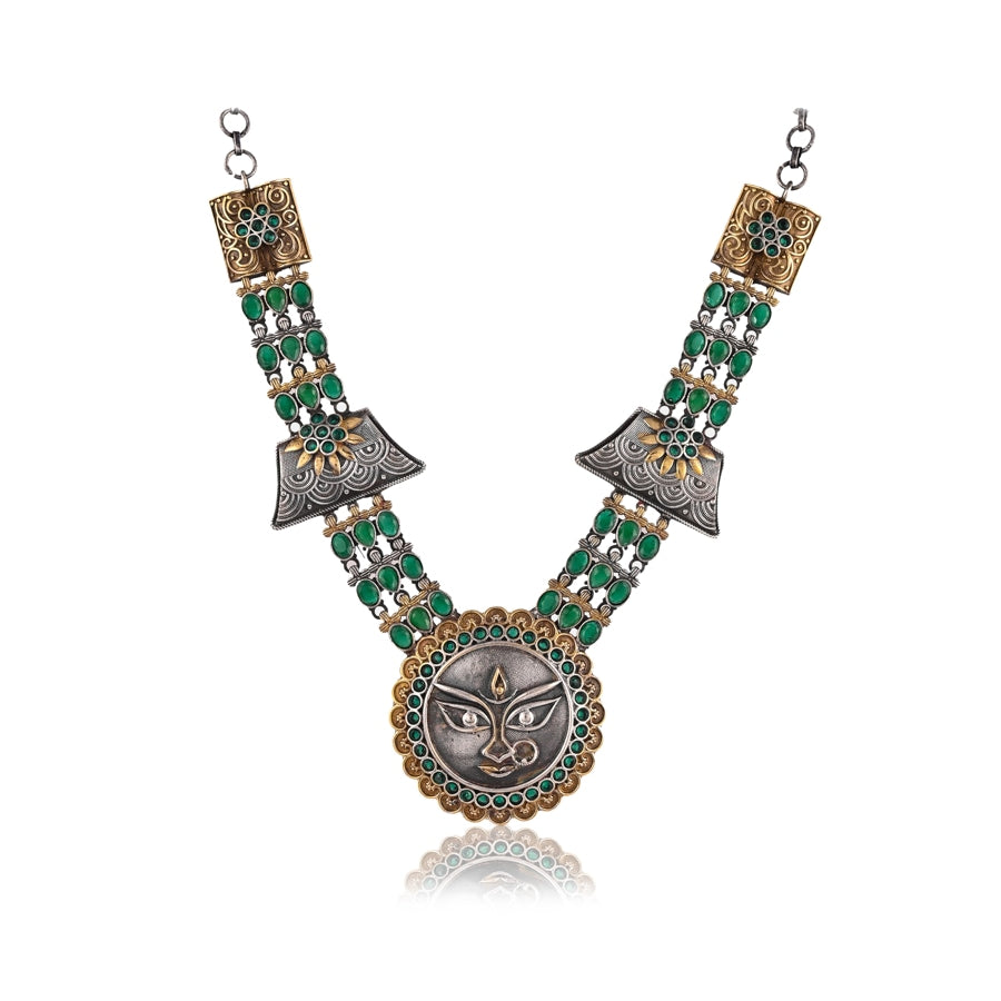 dual-tone-sun-shape-necklace-viraasi