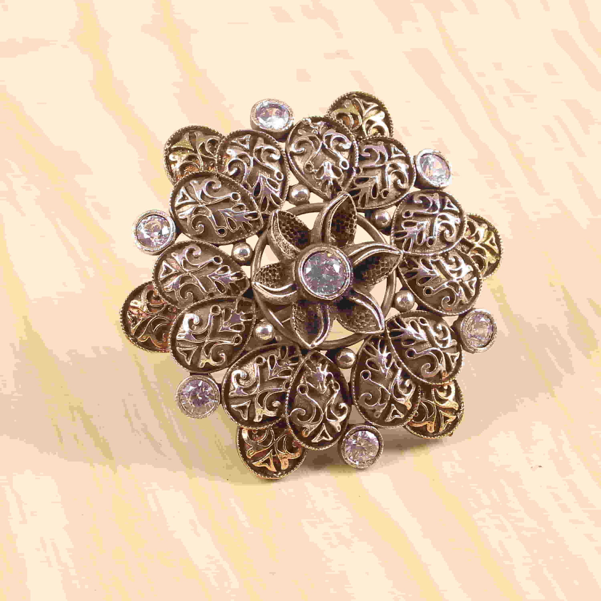 stunning-dual-tone-floral-shape-adjustable-ring-white-viraasi