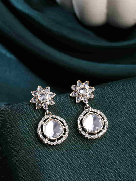 Kundan Dangle Earrings With CZ Diamonds