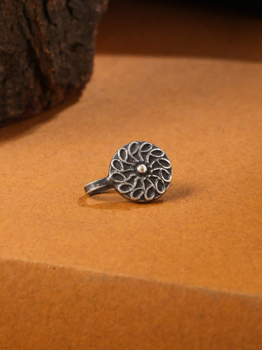 Silver Plated Oxidised Nose Pin for Women and Girls