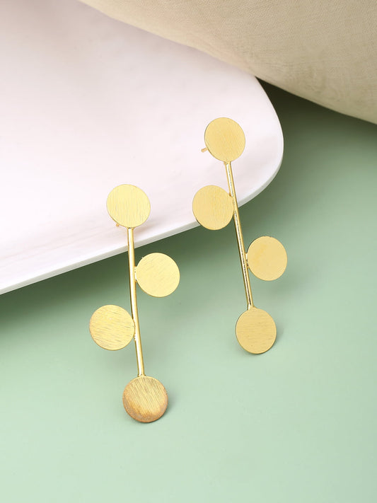 Round Shape Gold Plated Drop Earrings