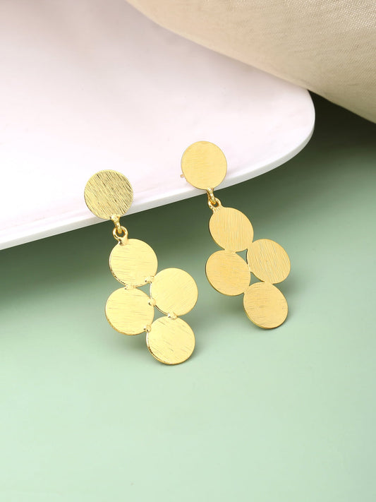 Gold-Plated Round Shape Dangle Earrings