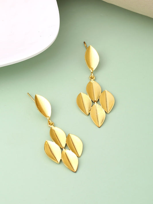 Leaf Shape Gold-Plated Earrings