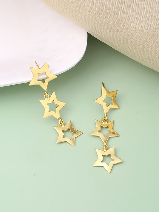 Gold-Plated Star Shape Dangle Earrings