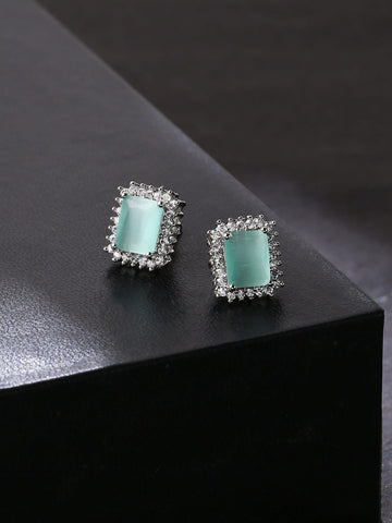 Turquoise Square Diamond Earrings