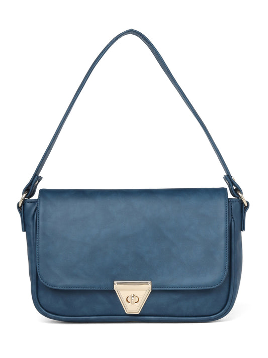 Navy Chevron Shoulder Bag with Detachable Sling